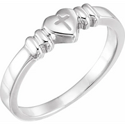 14K White Heart & Cross Chastity Ring Size 7-