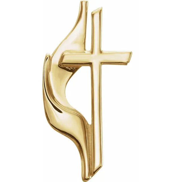 14K Yellow 30x17 mm Methodist Lapel Pin-