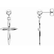 14K White .04 CTW Diamond Cross Earrings-