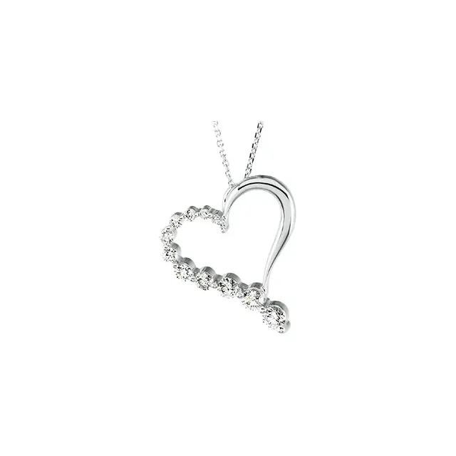 14K White 1 CTW Diamond Journey Heart 18" Necklace-