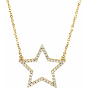 14K Yellow 1/5 CTW Diamond Star 16" Necklace-