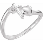 14K White Cross & Heart Chastity Ring-6.00(approximate standard size)-