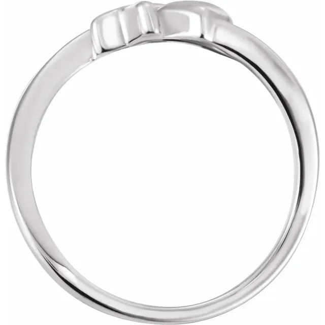 14K White Cross & Heart Chastity Ring-6.00(approximate standard size)-
