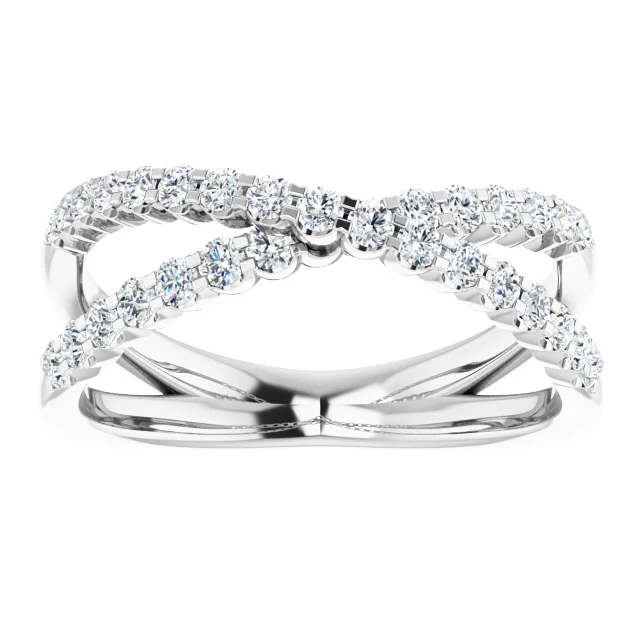 14K White 1/2 CTW Diamond Criss-Cross Ring-