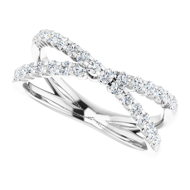 14K White 1/2 CTW Diamond Criss-Cross Ring-