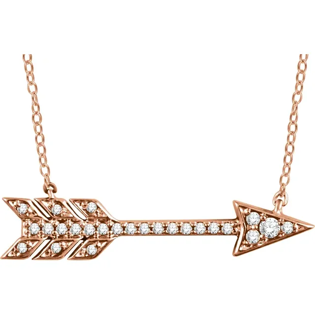14K Rose 1/10 CTW Diamond Arrow 18" Necklace-