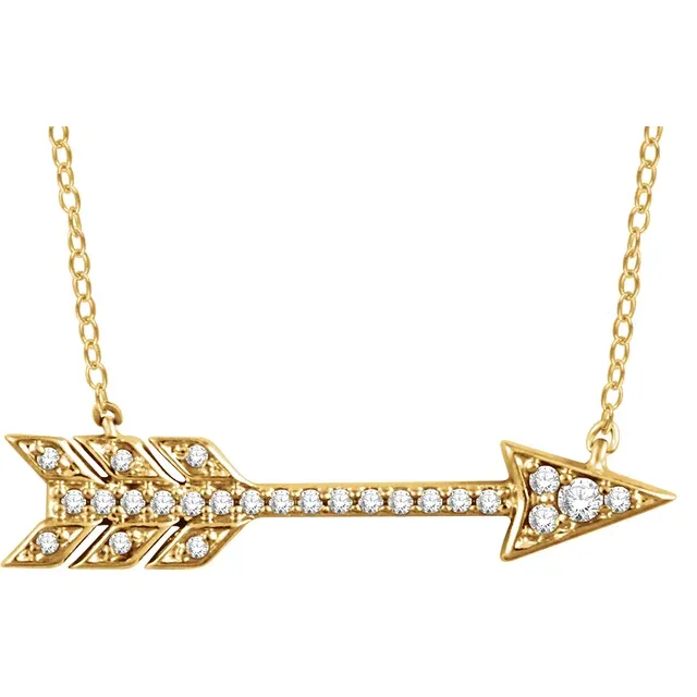 14K Rose 1/10 CTW Diamond Arrow 18" Necklace-