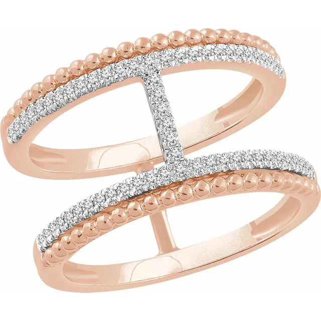 14K White 1/5 CTW Diamond Negative Space Ring-7.00 (approximate standard size)-