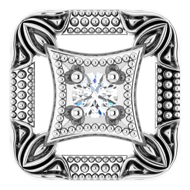 14K White .04 CT Diamond Vintage-Inspired Pendant-