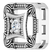 14K White .04 CT Diamond Vintage-Inspired Pendant-