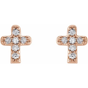 14K Rose .06 CTW Diamond Youth Cross Earrings-