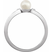 14K White Freshwater Cultured Pearl & .03 CTW Diamond Ring-