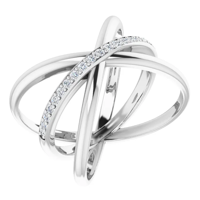 14K White 1/6 CTW Diamond Criss-Cross Ring-