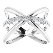 14K White 1/6 CTW Diamond Criss-Cross Ring-