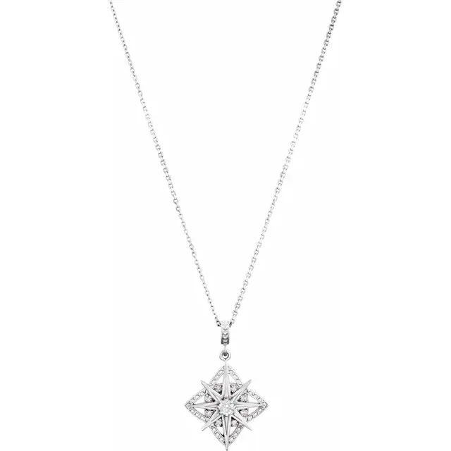 Sterling Silver 1/6 CTW Diamond Vintage-Inspired 18" Necklace-
