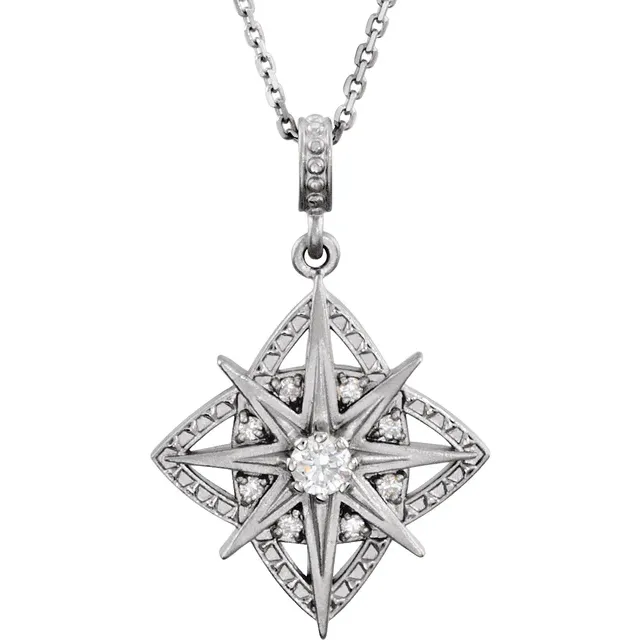 Sterling Silver 1/6 CTW Diamond Vintage-Inspired 18" Necklace-