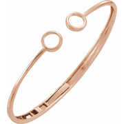 14K Rose Hinged Circle Cuff 7" Bracelet-