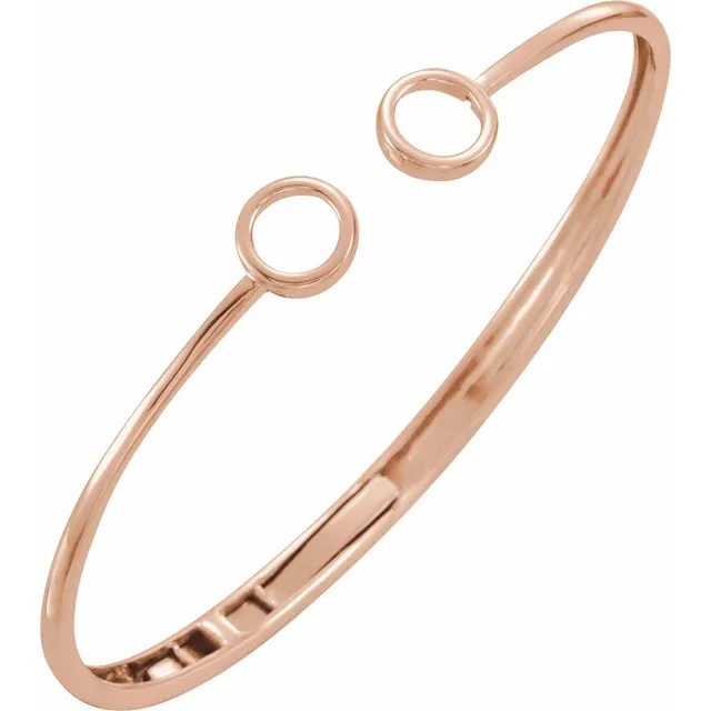 14K Rose Hinged Circle Cuff 7" Bracelet-