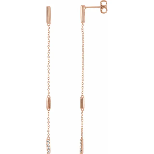 14K Rose 1/10 CTW Diamond Chain Earrings-