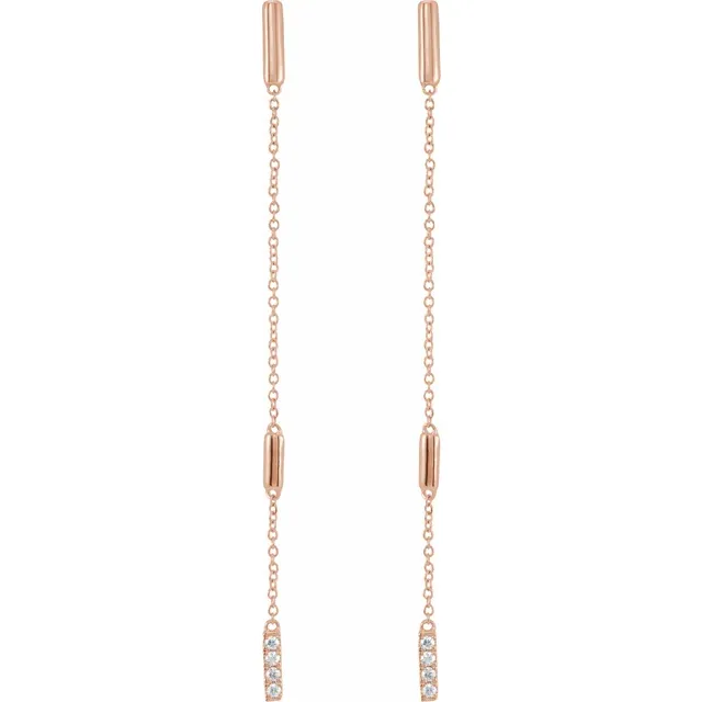 14K Rose 1/10 CTW Diamond Chain Earrings-