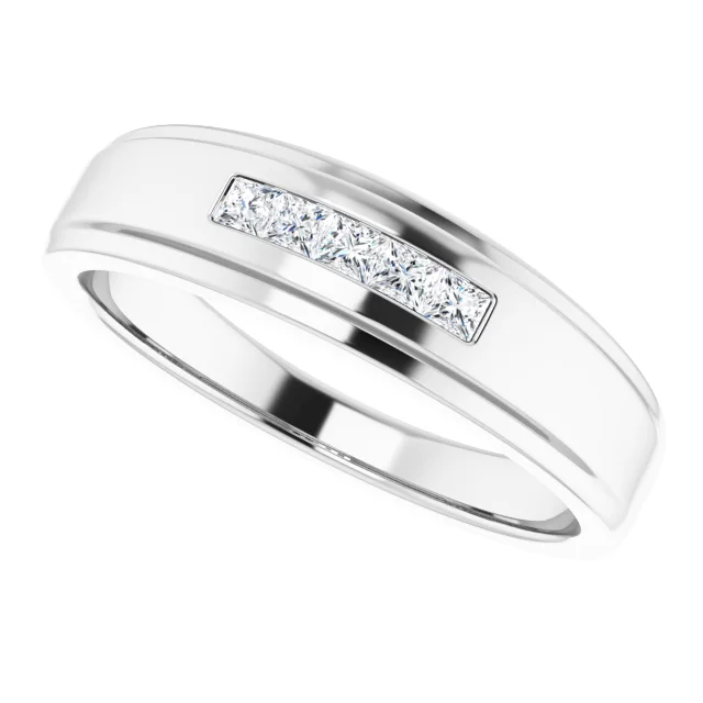 14K White 1/4 CTW Diamond 5-Stone Band-