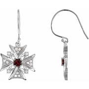 Sterling Silver Mozambique Garnet & 1/3 CTW Diamond Earrings-
