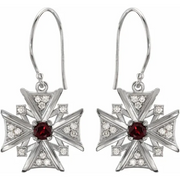 Sterling Silver Mozambique Garnet & 1/3 CTW Diamond Earrings-