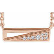 14K Rose .05 CTW Diamond Bar 18" Necklace-