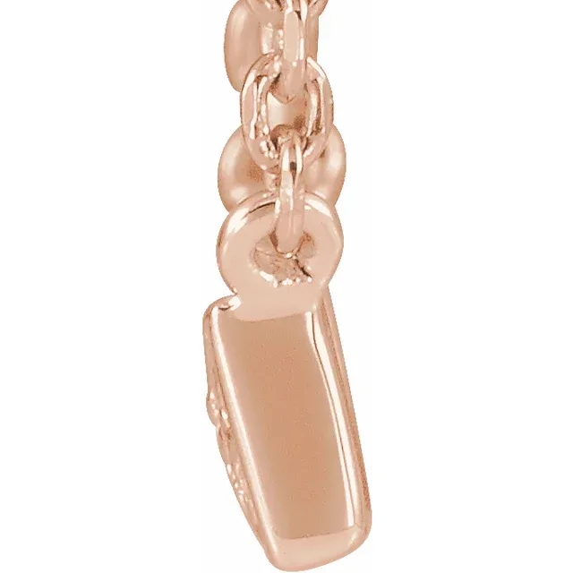 14K Rose .05 CTW Diamond Bar 18" Necklace-