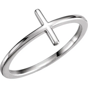14K White Sideways Cross Ring-