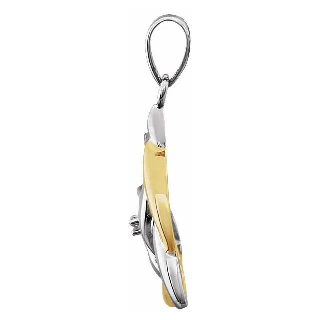 14K White & Yellow .004 CT Diamond Celtic-Inspired Trinity Pendant-
