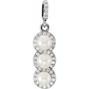 Platinum Freshwater Cultured Pearl & 1/5 CTW Diamond Halo-Style Pendant-