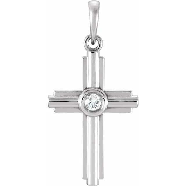 Platinum .06 CTW Diamond Cross Pendant-