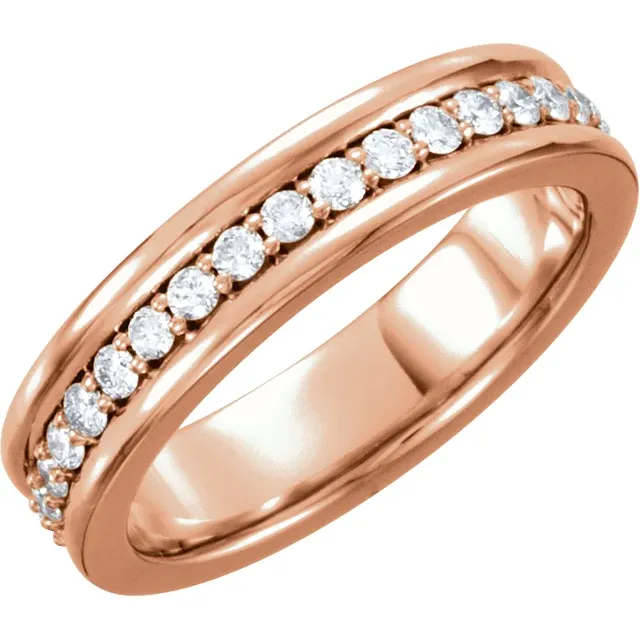 14K Rose 3/4 CTW Diamond Eternity Band Size 7-7.00 (approximate standard size)-