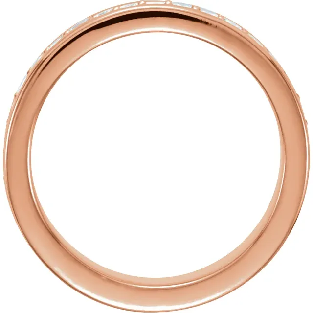 14K Rose 3/4 CTW Diamond Eternity Band Size 7-7.00 (approximate standard size)-