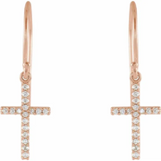 14K Rose 1/6 CTW Diamond Cross Earrings-