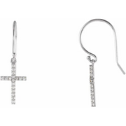 14K Rose 1/6 CTW Diamond Cross Earrings-