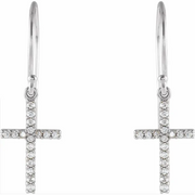 14K Rose 1/6 CTW Diamond Cross Earrings-