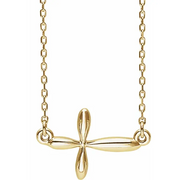 14K Yellow Sideways Cross 16-18" Necklace-