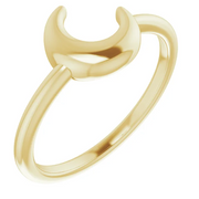 14K Yellow Crescent Moon Ring-