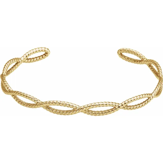 14K Yellow Rope Cuff Bracelet-