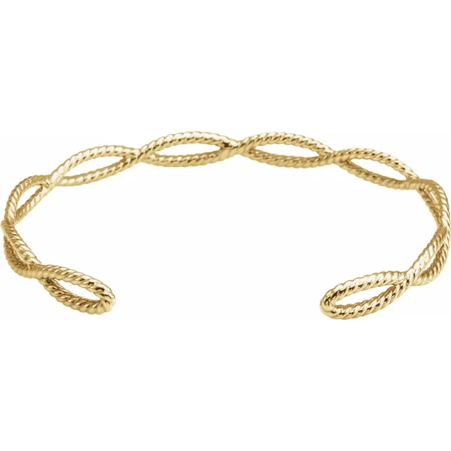 14K Yellow Rope Cuff Bracelet-