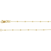 14K Yellow 1.7 mm Cable 18" Chain with Faceted Beads-