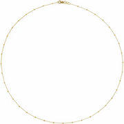 14K Yellow 1.7 mm Cable 18" Chain with Faceted Beads-