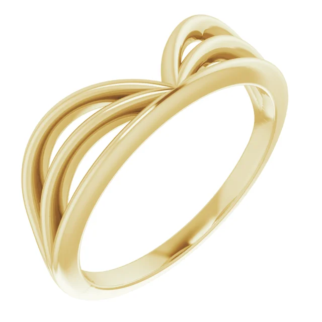 14K Yellow Crown "V" Ring-
