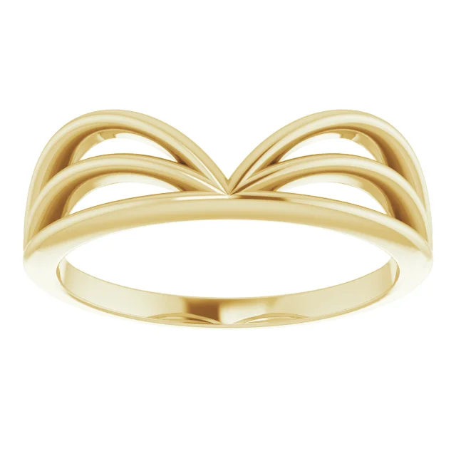 14K Yellow Crown "V" Ring-