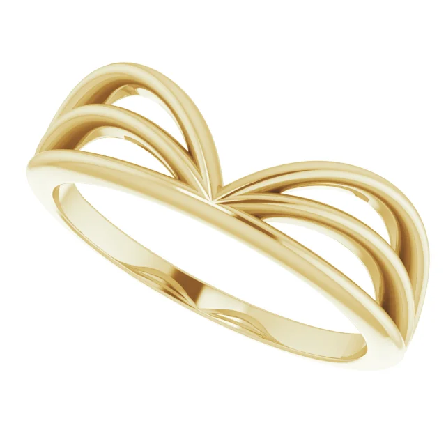 14K Yellow Crown "V" Ring-
