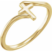 14K Yellow Cross Bypass Ring-