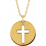 14K Yellow Pierced Disc 16-18" Necklace-