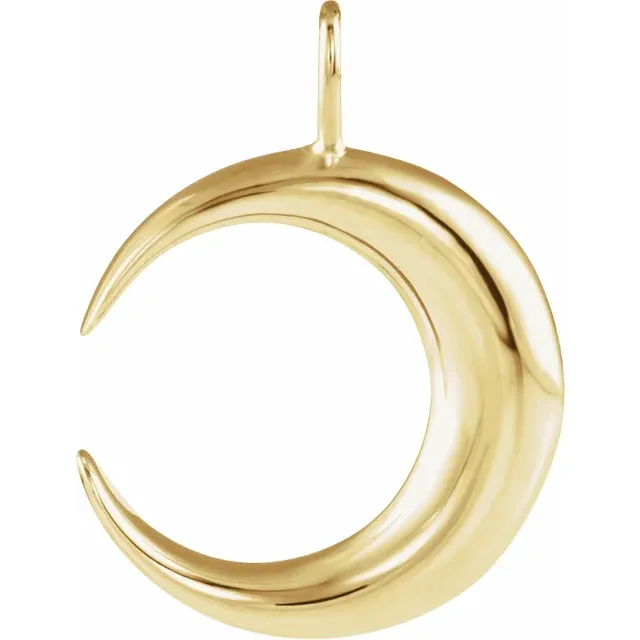 14K Yellow Crescent Moon Pendant